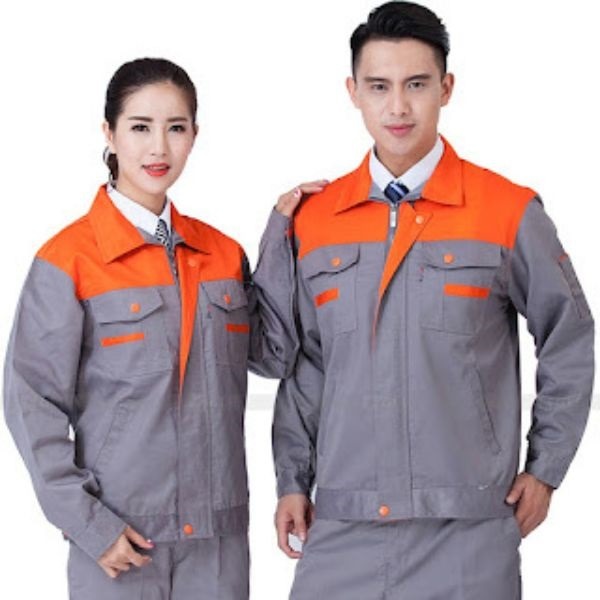 Áo Bảo Hộ Lao Động Màu Xám Viền Cam
