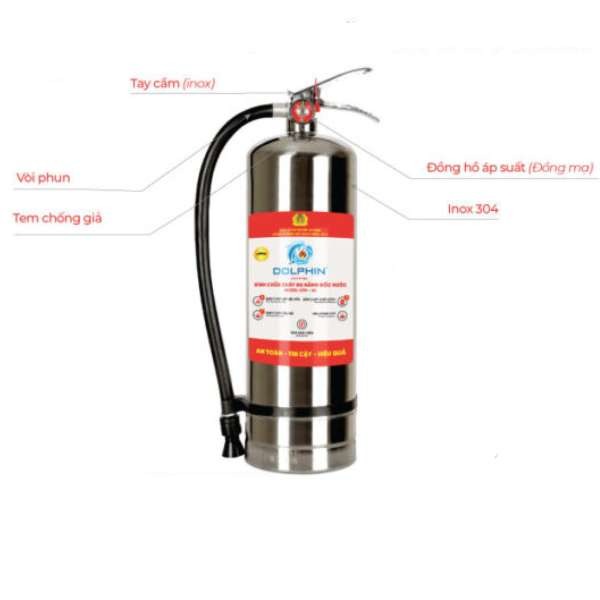 Bình Chữa Cháy Gốc Nước Vỏ Inox Dolphin Đa Năng Cao Cấp