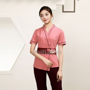 Đồng Phục Spa Nữ Cổ Chéo Thắt Eo Cao Cấp - DSP0013