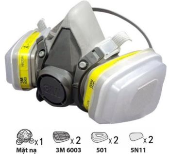 Mặt Nạ 3M Phòng Độc Loại 6003 Gồm 2 Phin Lọc Chất Lượng Cao - BVH0061