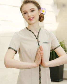 Mẫu Đồng Phục Spa Tay Ngắn Thanh Lịch