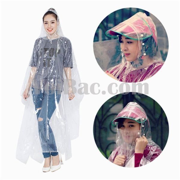 Áo Mưa Nhựa Vi Sinh Trong Suốt Có Khẩu Trang Che Mặt - QAM0042