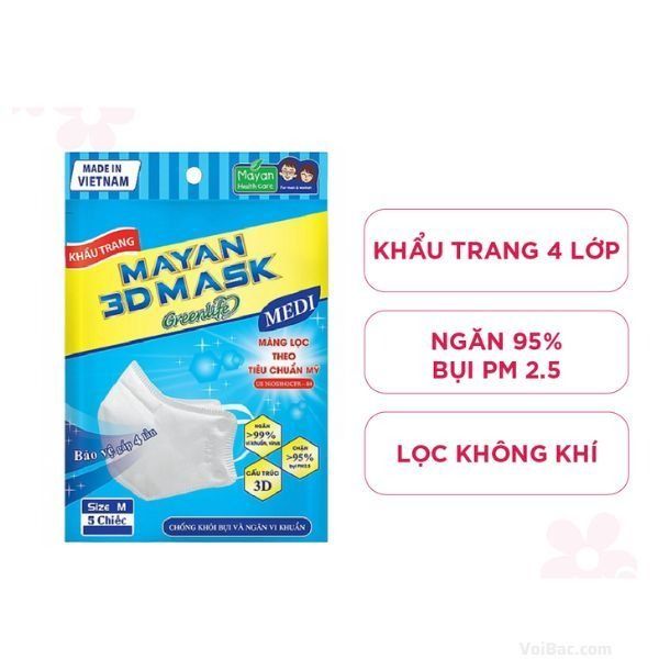 Hộp khẩu Trang Mayan 3D Mask Màu Trắng (10 cái) - BVH0116