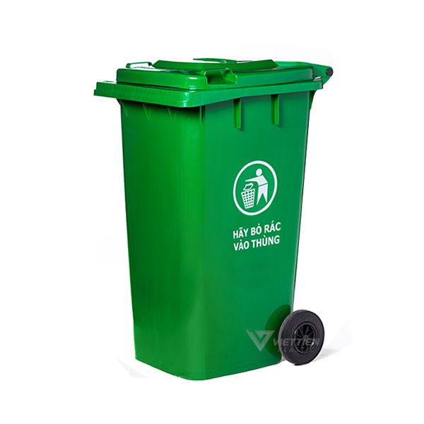 Thùng Rác Xanh Bằng Nhựa 240L Có Bánh Xe - TRA0087